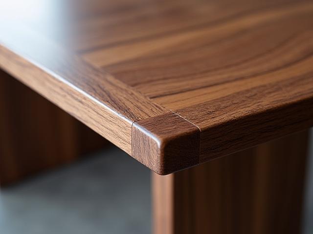 Dettaglio di un tavolo in legno pregiato lavorato a mano